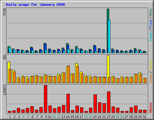 Daily usage for January 2020