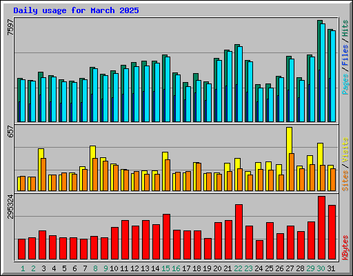 Daily usage for March 2025