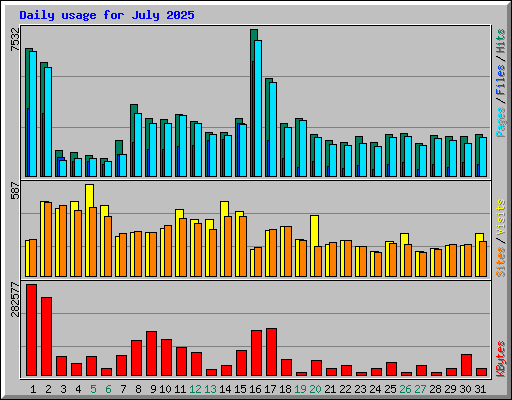 Daily usage for July 2025