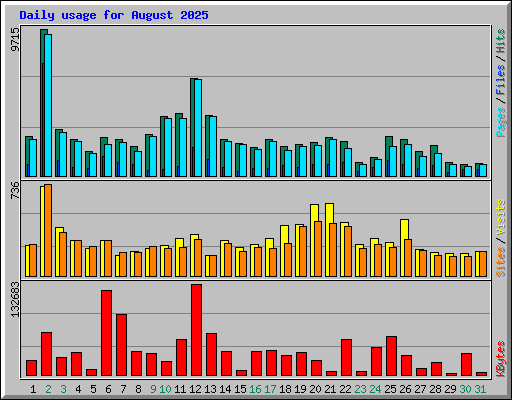 Daily usage for August 2025